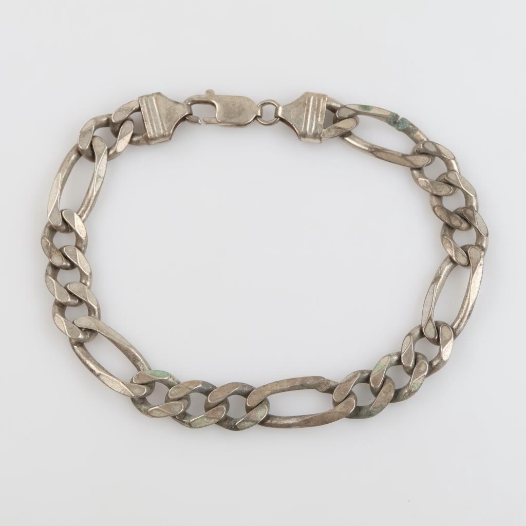 0.800 Silver Figaro Link Bracelet