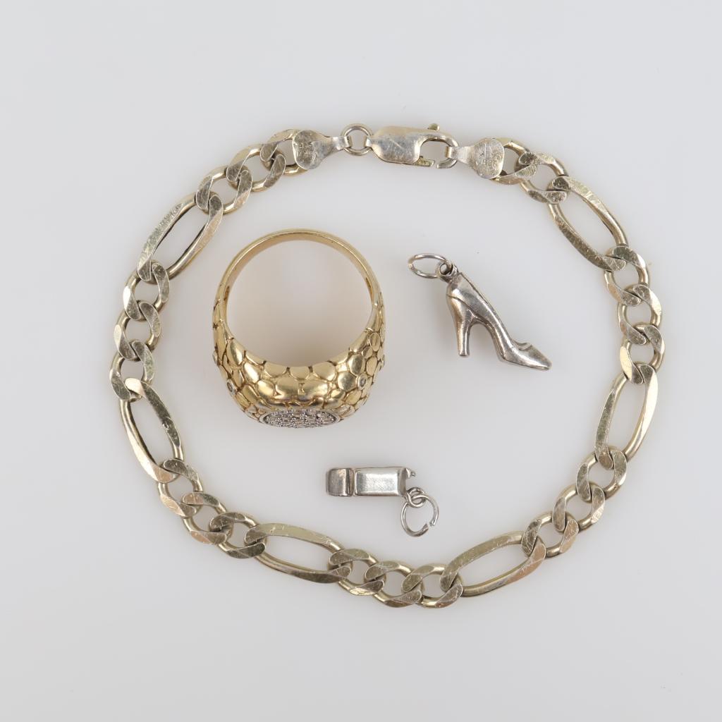 0.800 Silver Jewelry, 4 Pieces