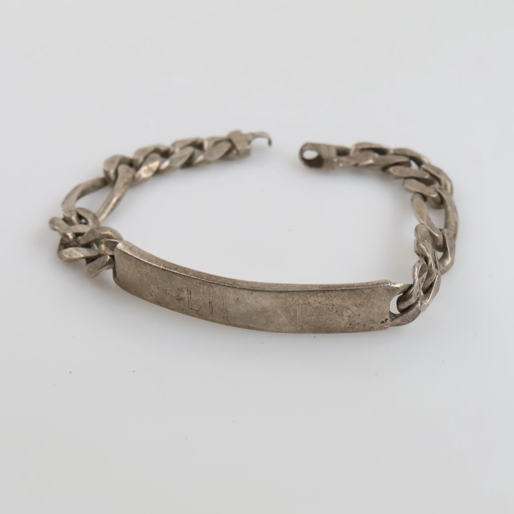 0.800-0.900 Silver Figaro Link ID Bracelet