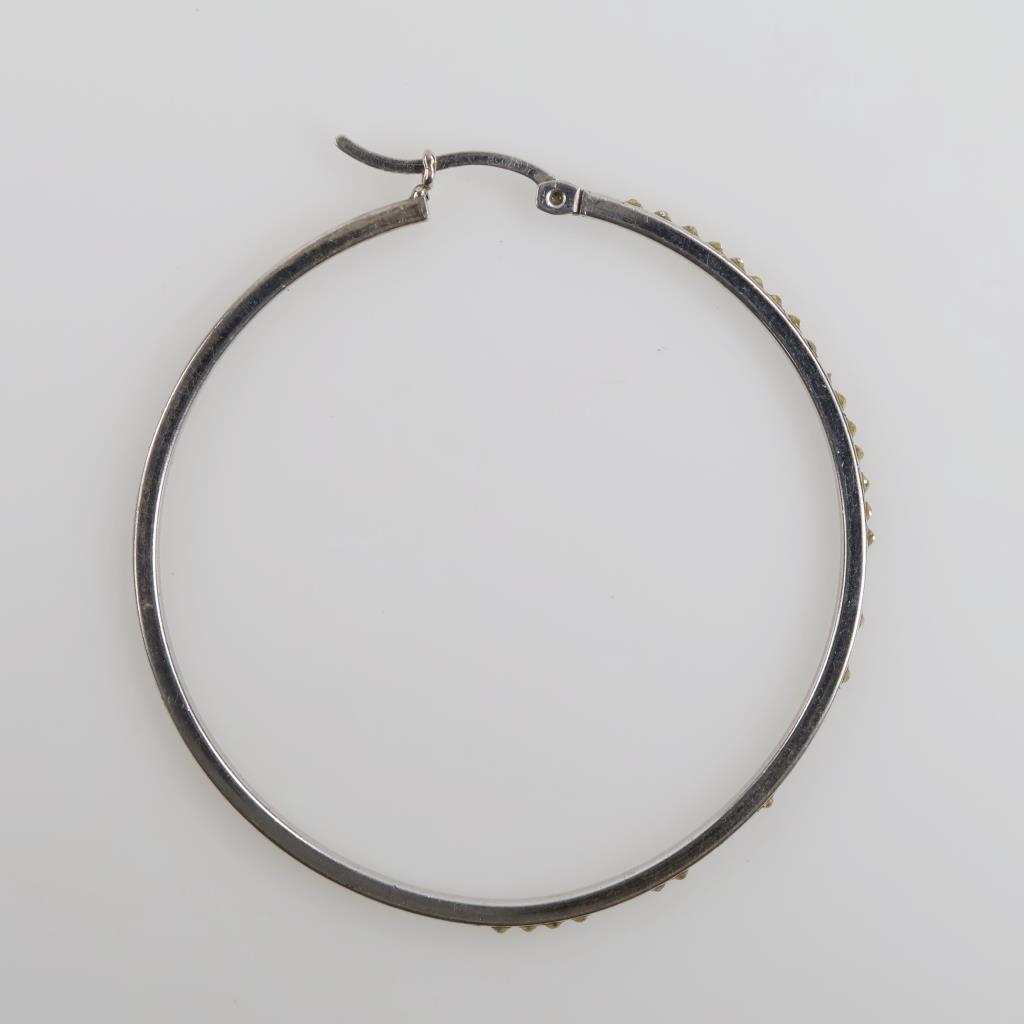 0.800-0.900 Silver Yellow Stone Hoop Earring