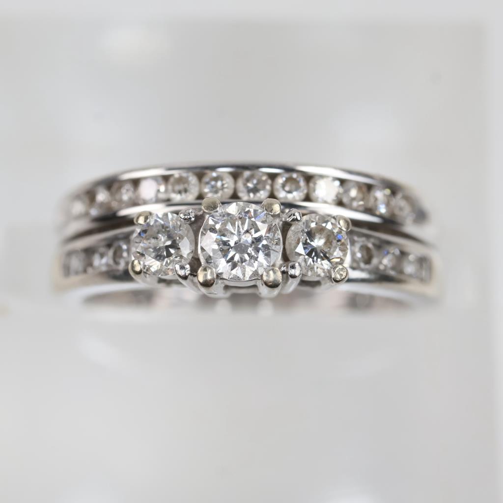 0.81ct TW Diamond 14kt White Gold Bridal Set-Evaluated By Our Certified Gemologist-AGS/GIA