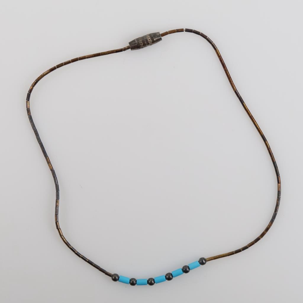 0.880 Silver Blue Bead Accent Anklet