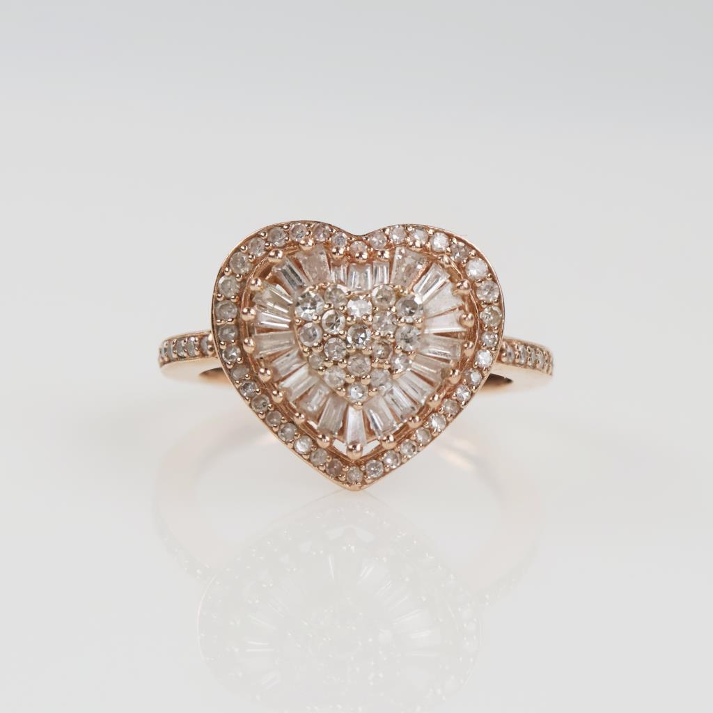 0.94ct TW Diamond 14kt Rose Gold Heart Ring-Evaluated By Our Certified Gemologist-AGS/GIA