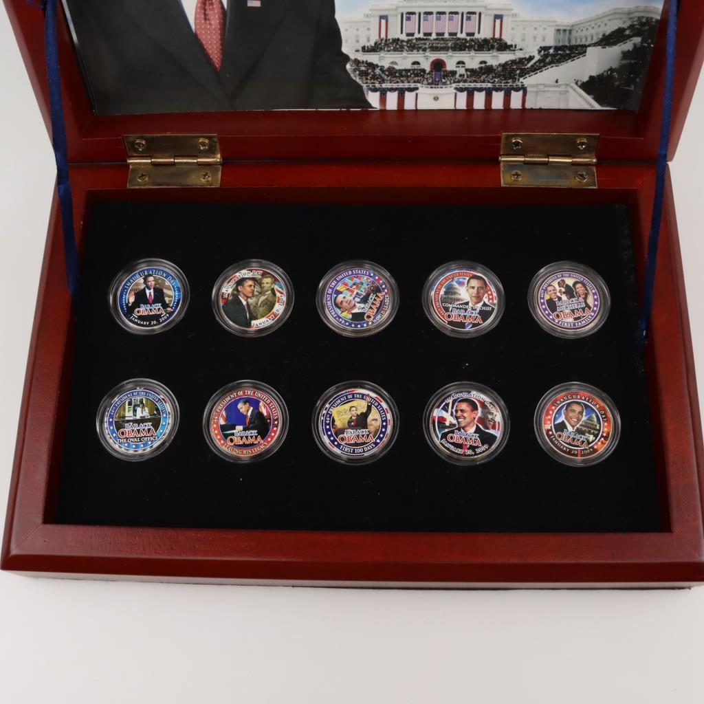 10 Barack Obama Colorized Gold Coated Statehood Quarter Collection Set ...