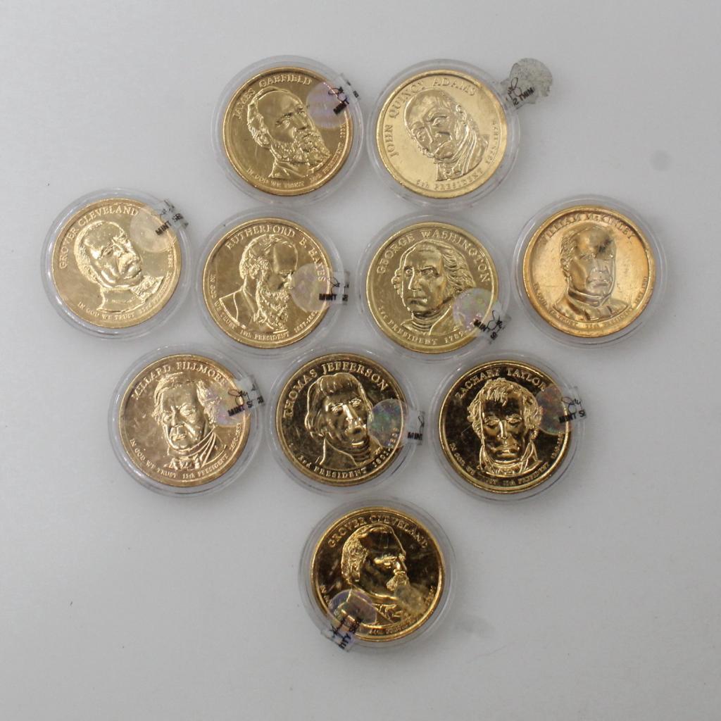 10 US Presidential One Dollar Coins