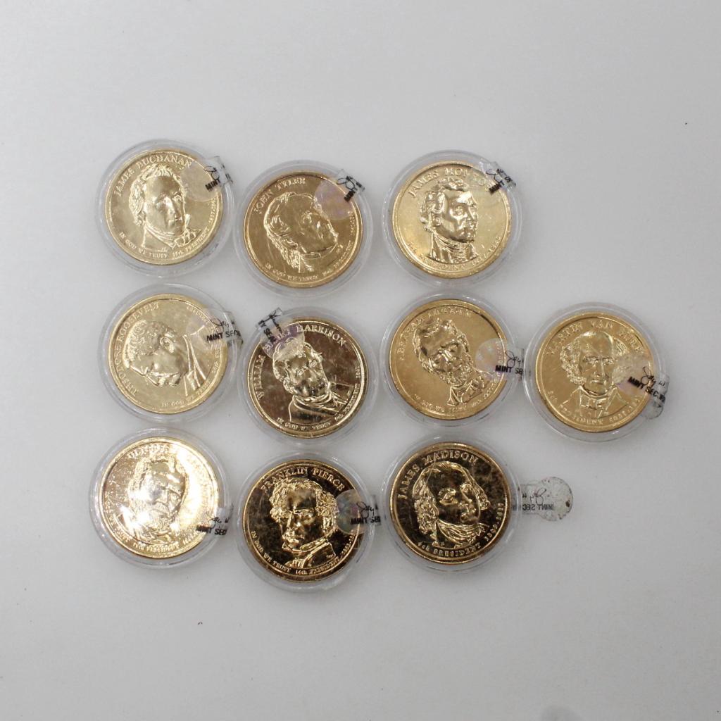 10 US Presidential One Dollar Coins