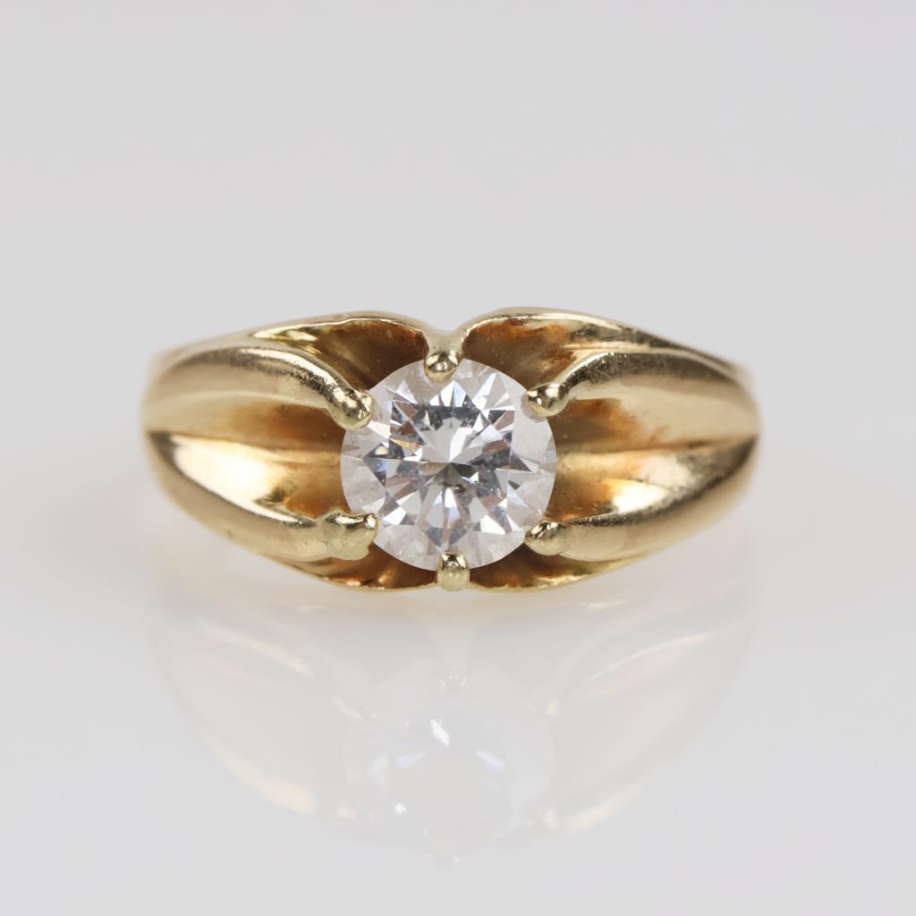 1.00cts TW Diamond 10kt Gold Belcher Style Ring