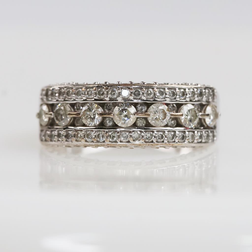1.03cts TW Diamond 10kt White Gold Band-Evaluated By Our Certified Gemologist-AGS/GIA