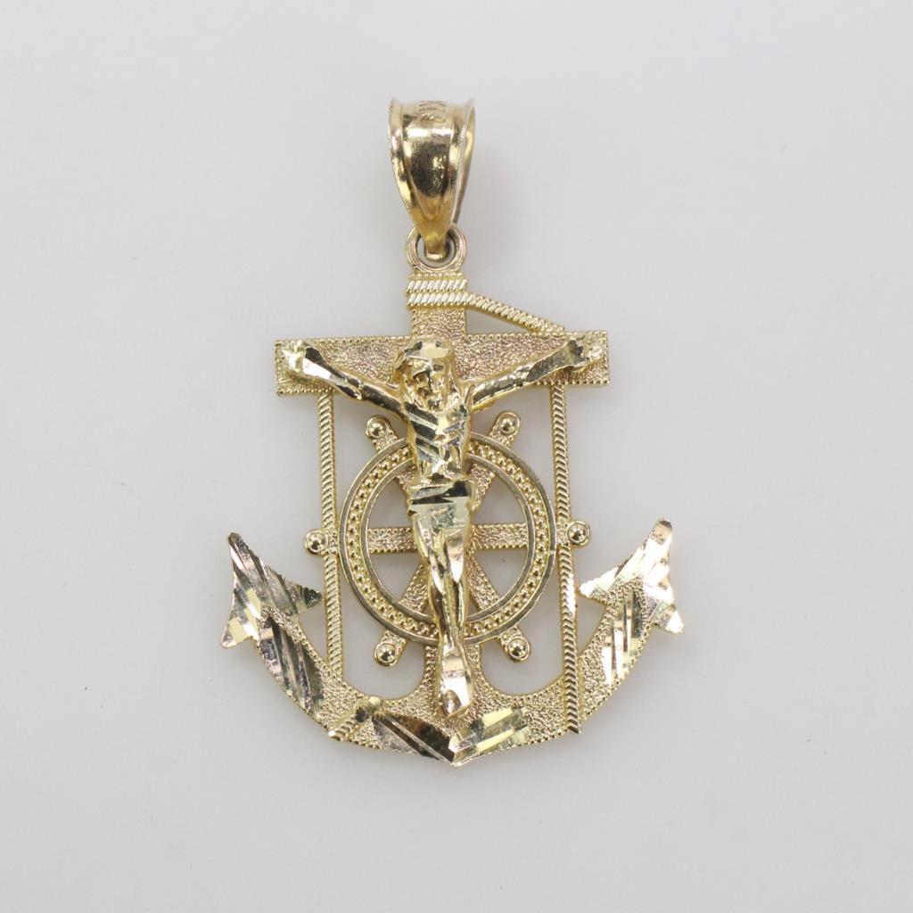 10k Gold Religious Anchor Pendant 3.75g Property Room