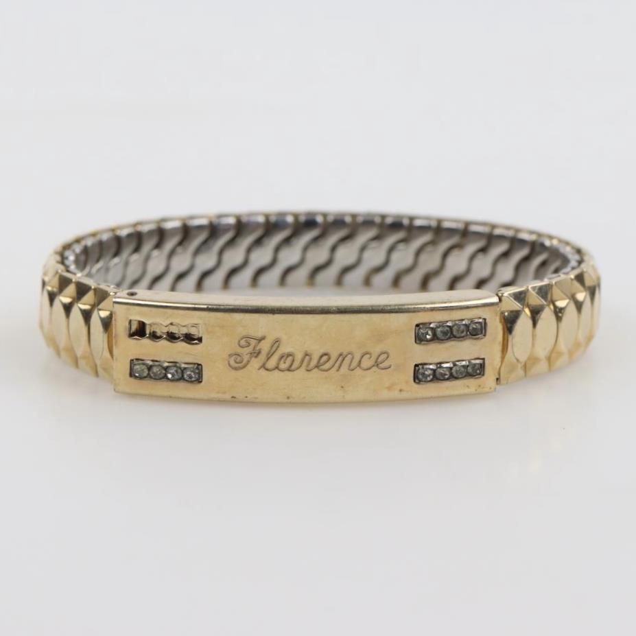 10kt GF Name Plate Clear Stone Bracelet