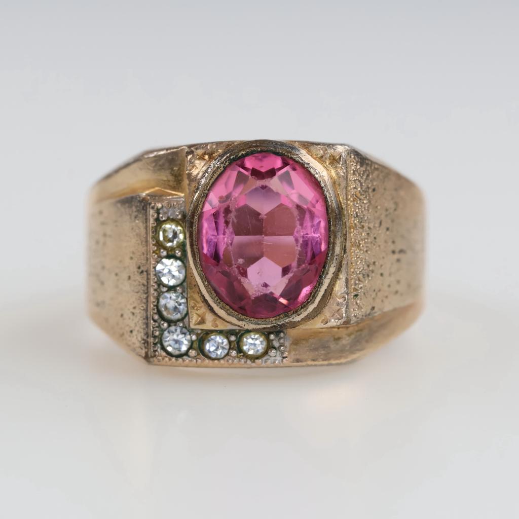 10kt GF Pink And Clear Stone Ring