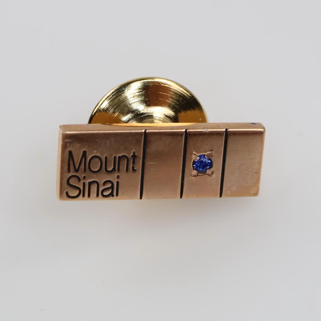 10kt Gold Blue Stone Accent Lapel Pin