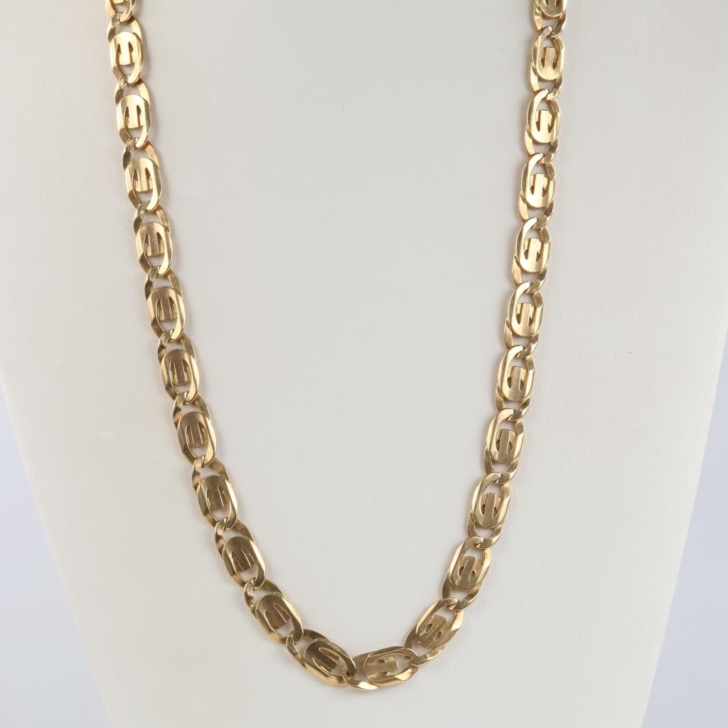 10kt Gold "C"  Mariner Chain Link Necklace -  Evaluated By Our Certified Gemologist - AGS / GIA