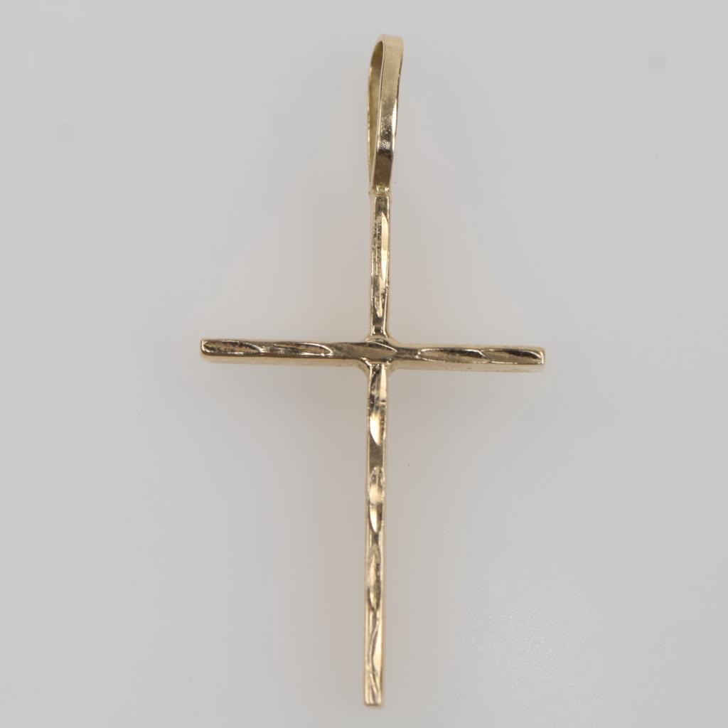 10kt Gold Carved Cross Pendant