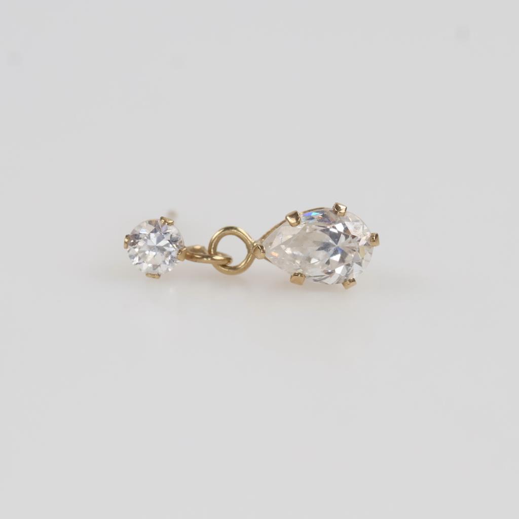10kt Gold Clear Stone Earring