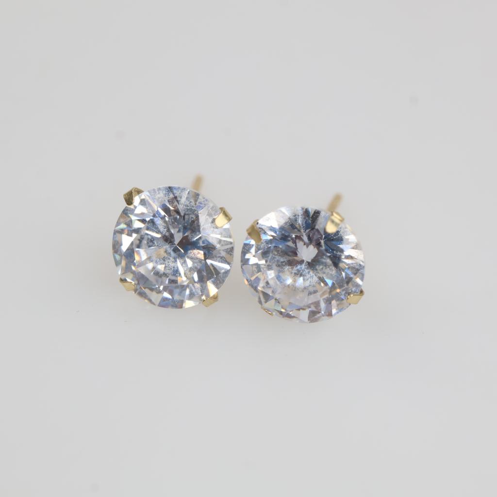 10kt Gold Clear Stone Earrings
