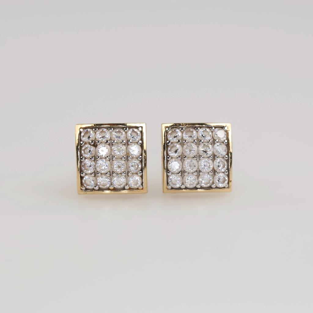 10kt Gold Clear Stone Earrings