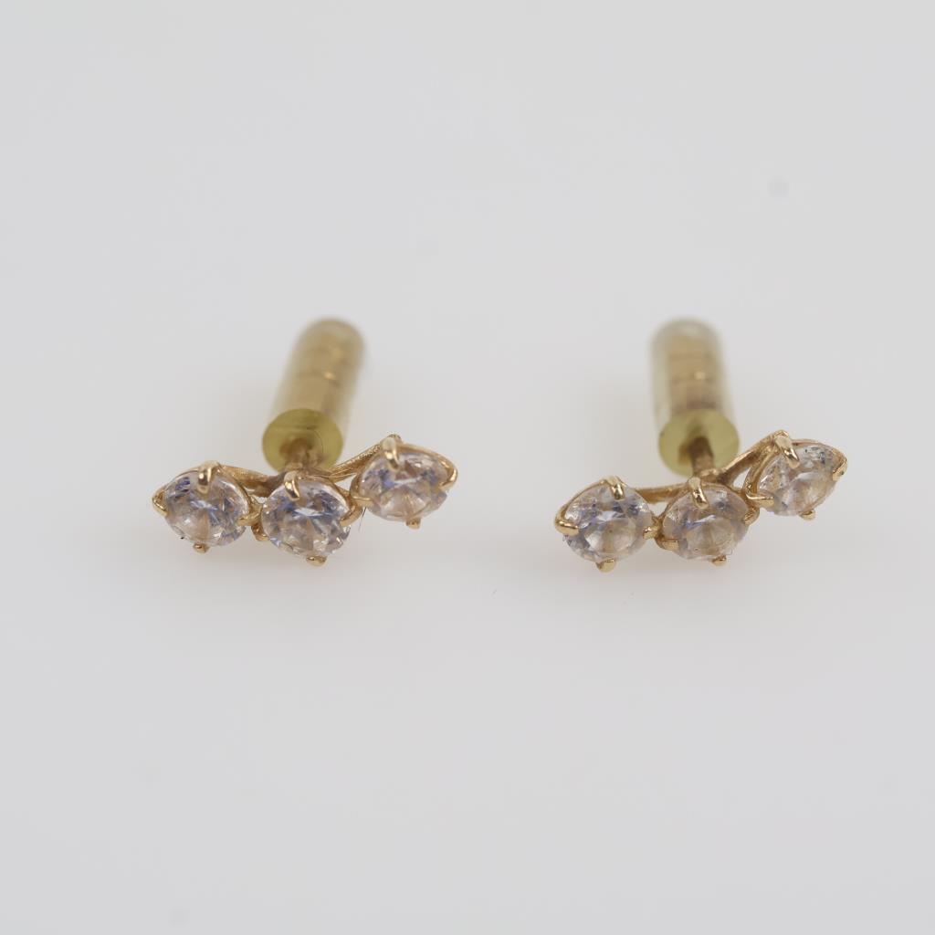 10kt Gold Clear Stone Earrings