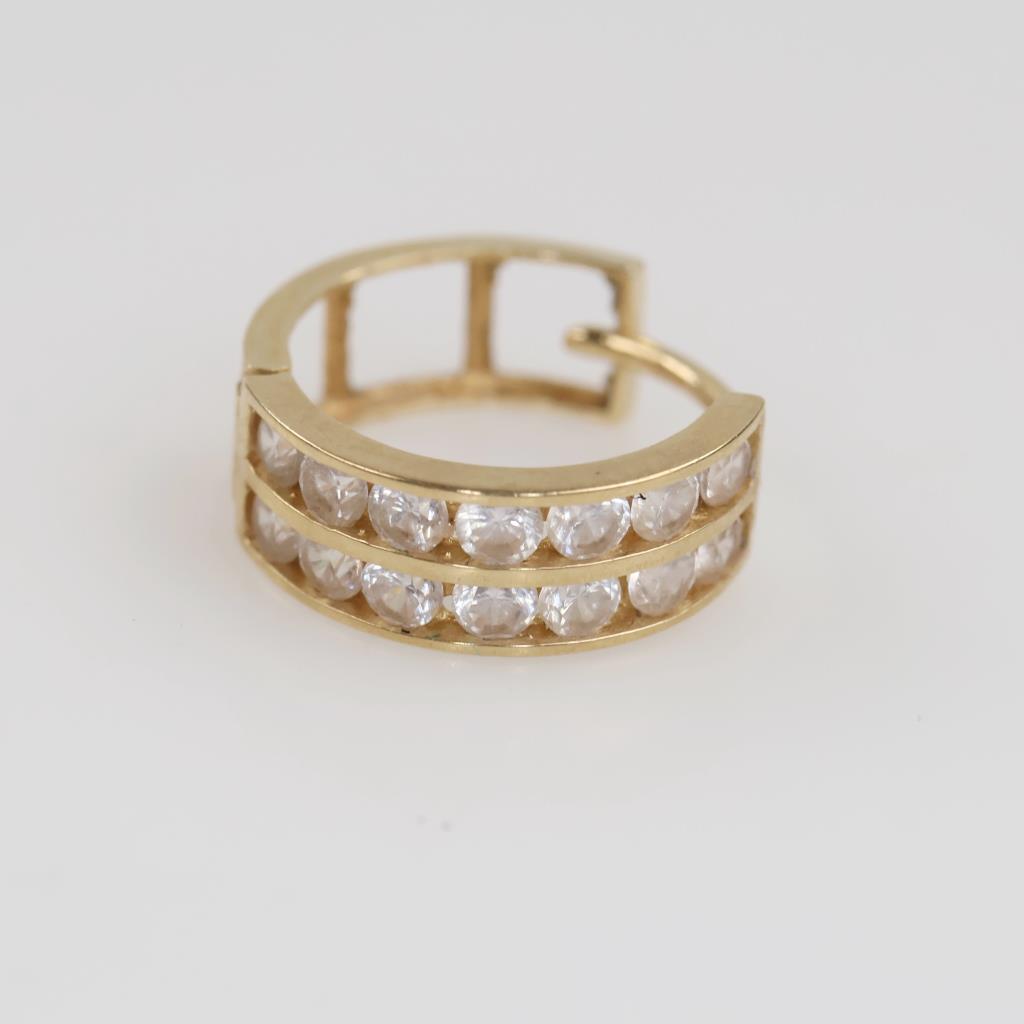 10kt Gold Clear Stone Hoop Earring