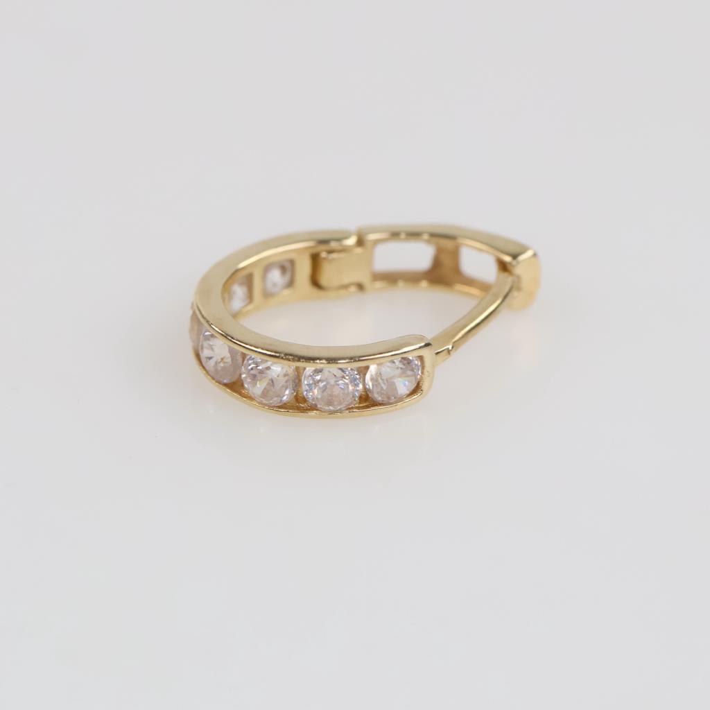 10kt Gold Clear Stone Hoop Earring