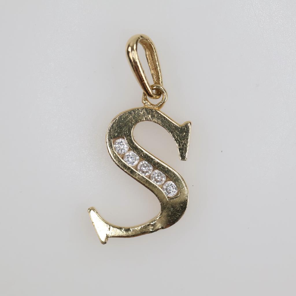 10kt Gold Clear Stone Pendant