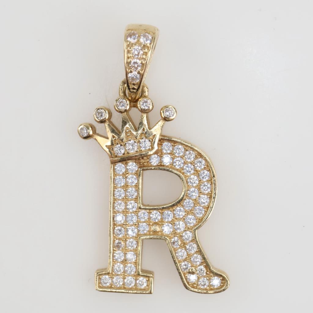 10kt Gold Clear Stone Pendant
