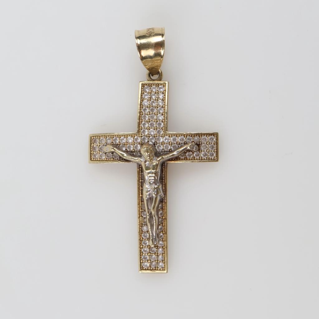 10kt Gold Clear Stone Pendant