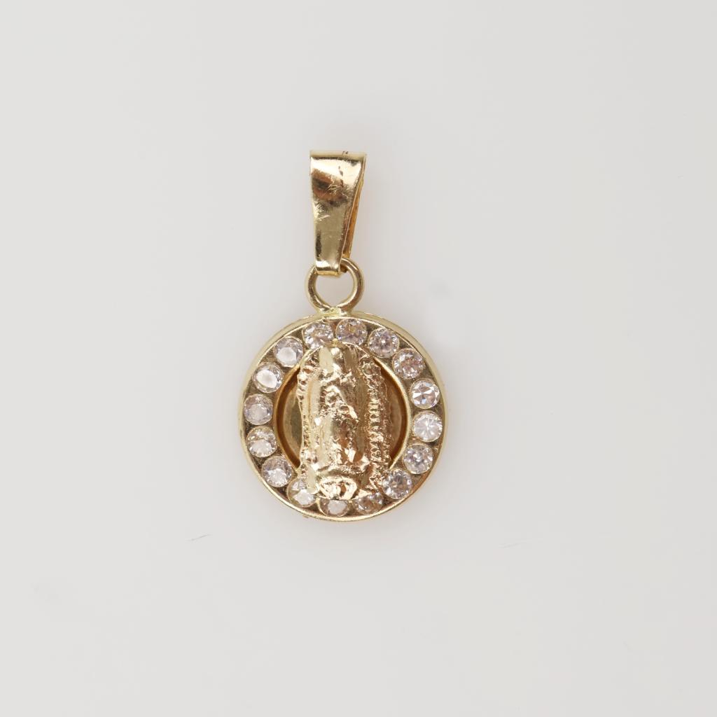 10kt Gold Clear Stone Religious Pendant