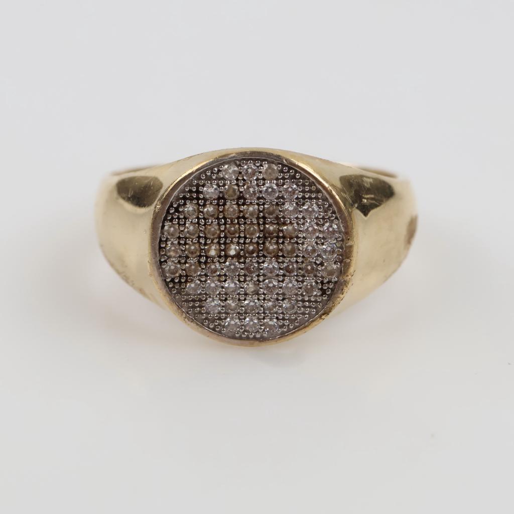 10kt Gold Clear Stone Signet Ring