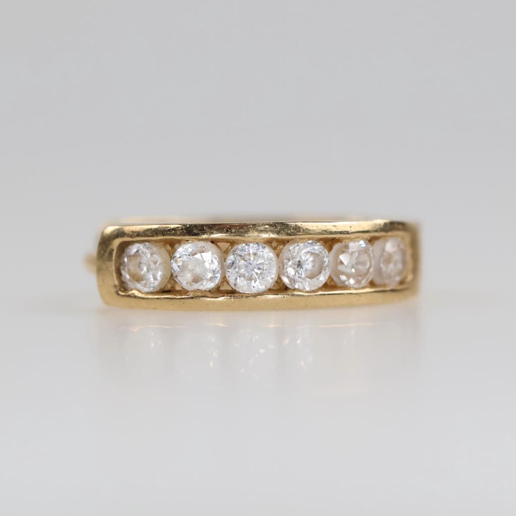 10kt Gold Clear Stone Single Hoop Earring