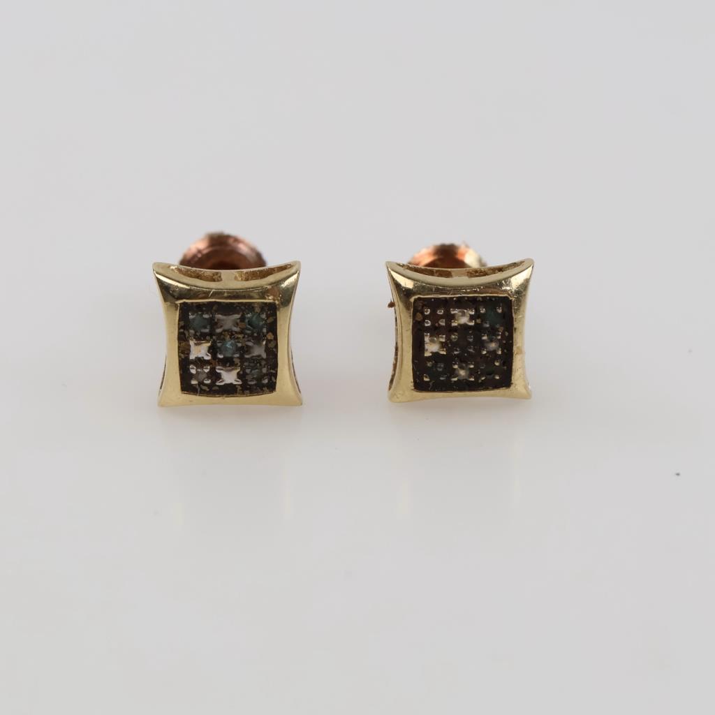 10kt Gold Clear Stone Stud Earrings