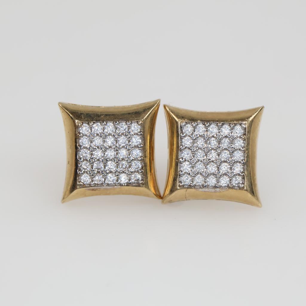 10kt Gold Clear Stone Stud Earrings