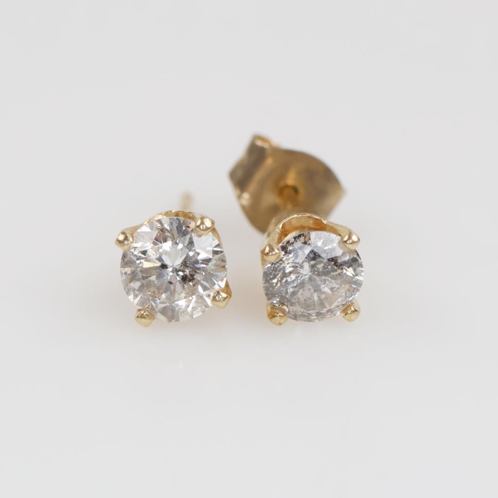 10kt Gold Clear Stone Stud Earrings