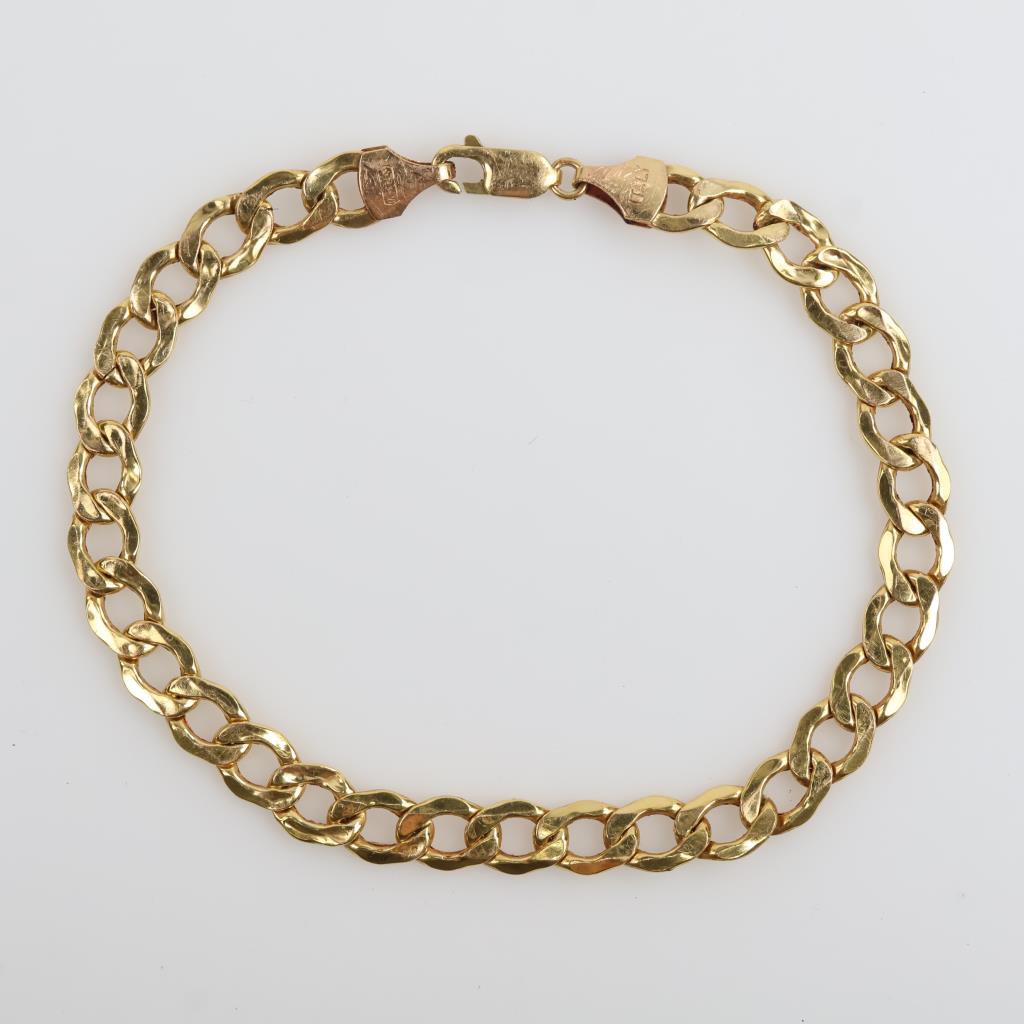 10kt Gold Curb Chain Hollow Bracelet