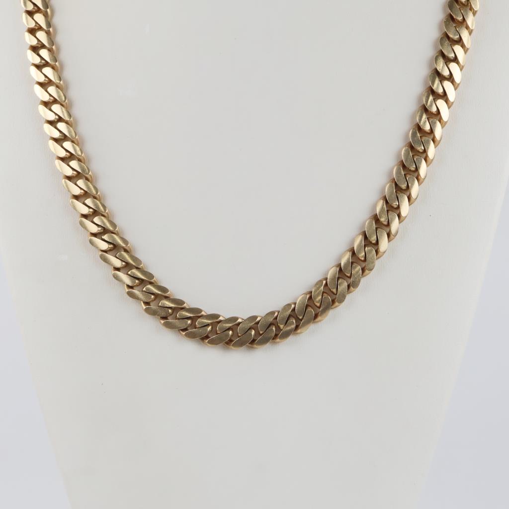 10kt Gold Curb Link Chain Necklace -Evaluated By Our Certified Gemologist-AGS/GIA