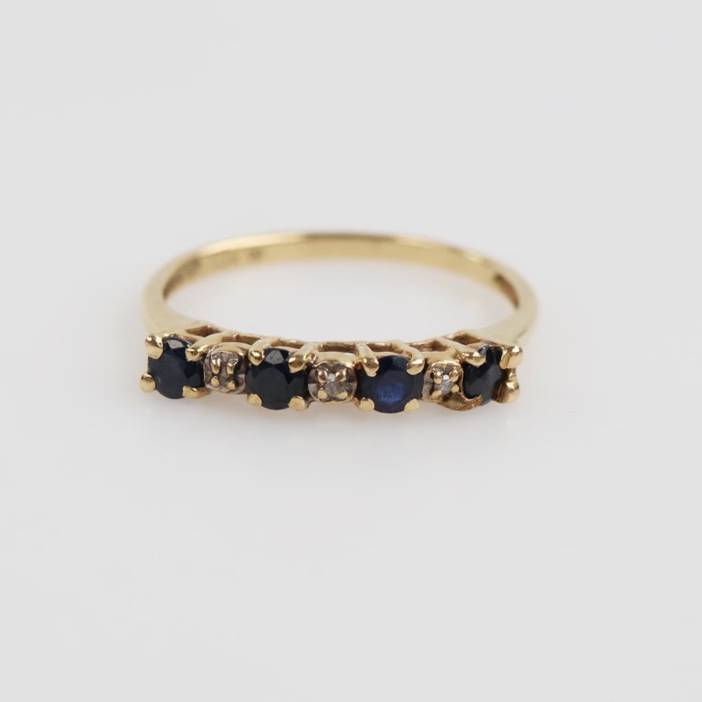 10kt Gold Dark Blue Stone Diamond Accent Ring