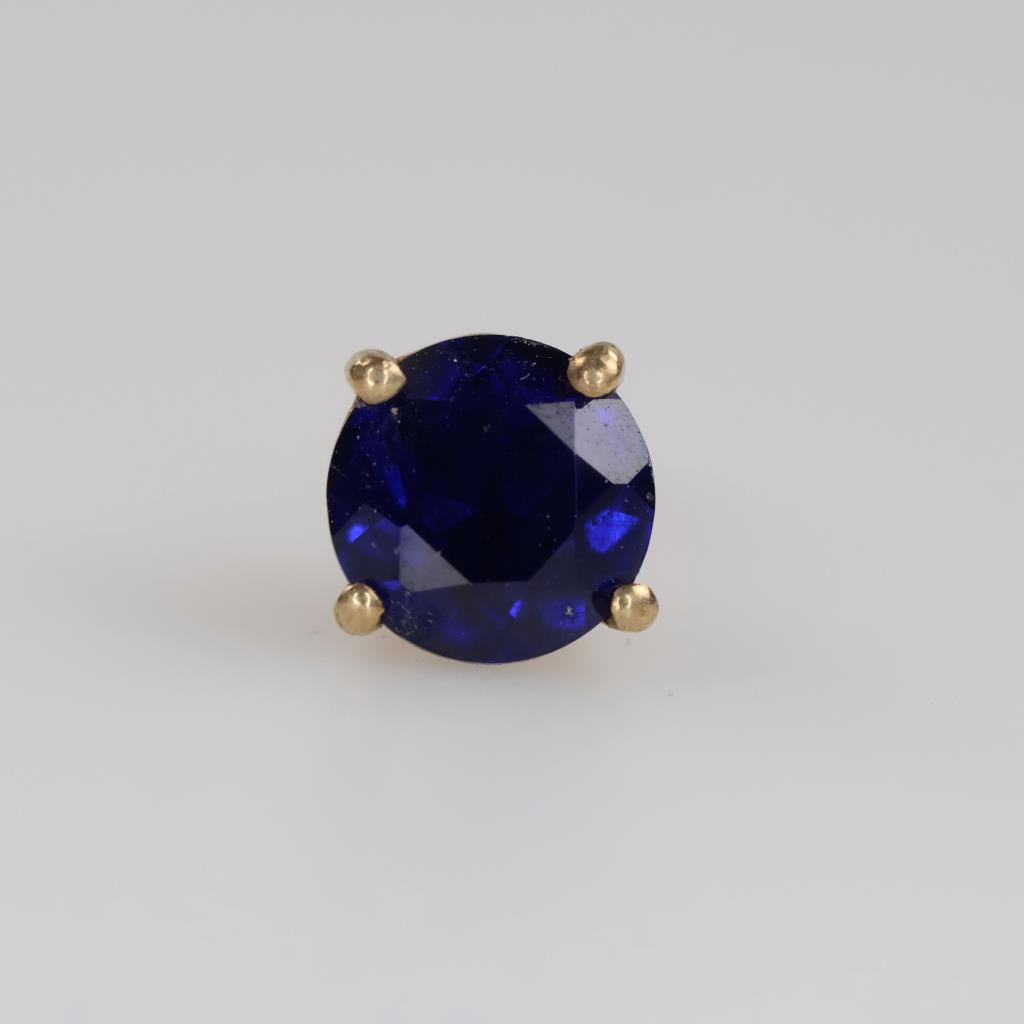 10kt Gold Dark Blue Stone Stud Earring