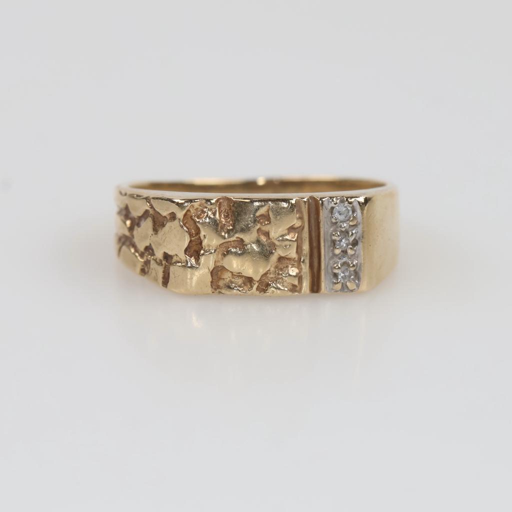 10kt Gold Diamond Accent Nugget Ring