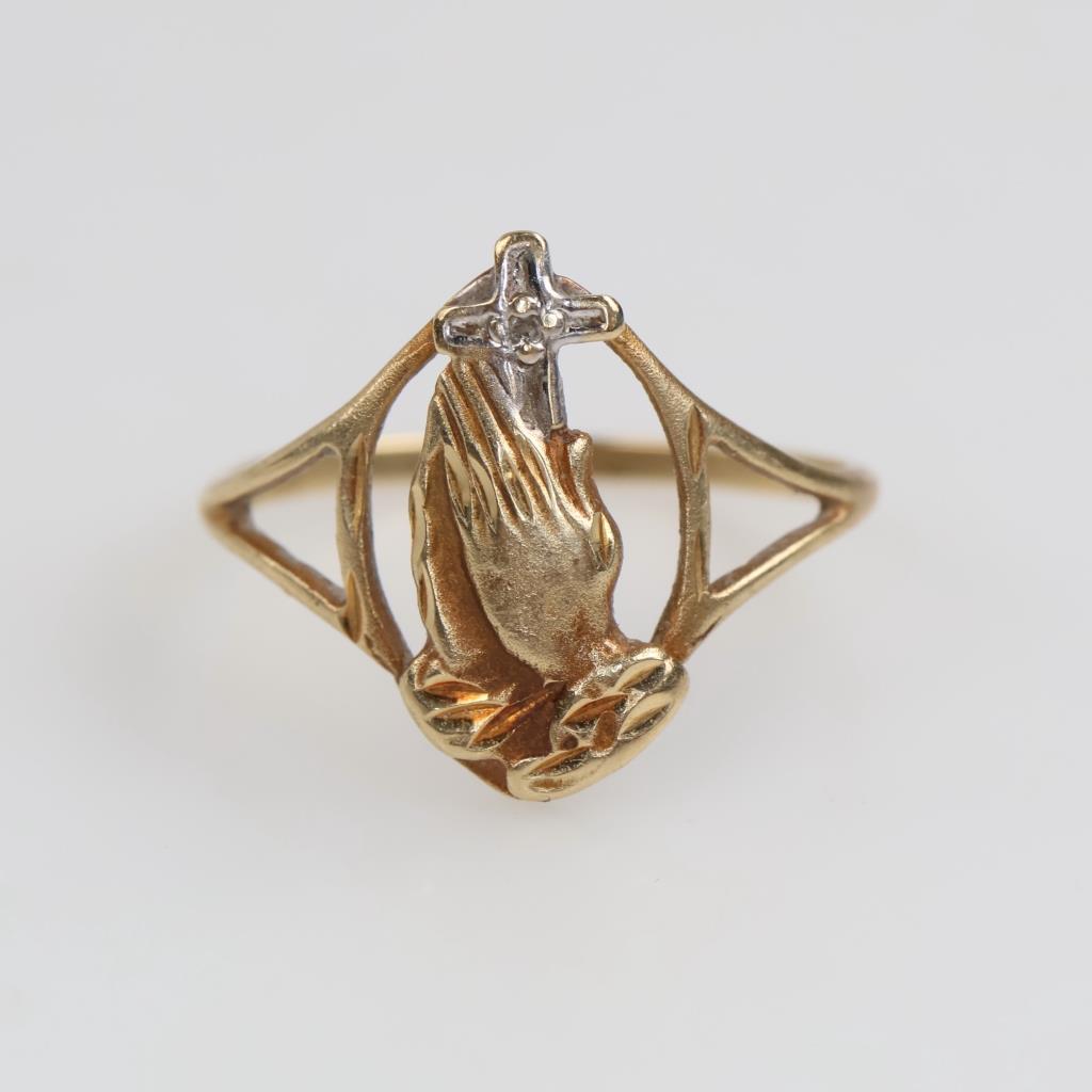 10kt Gold Diamond Accent Religious Ring