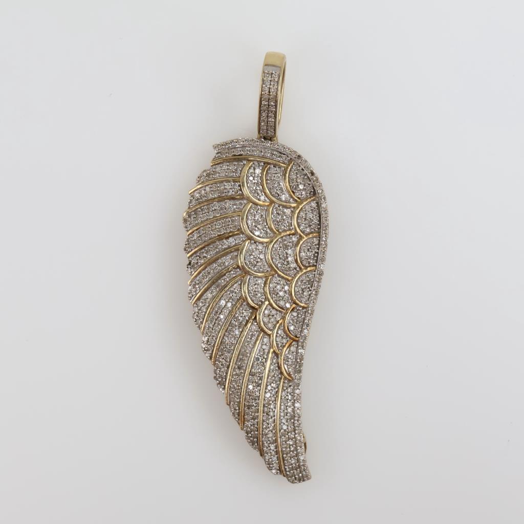 10kt Gold Diamond Accent Wing Pendant