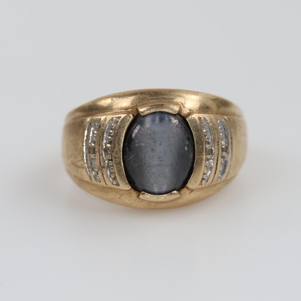 10kt Gold Diamond And Gray Stone Ring | Property Room