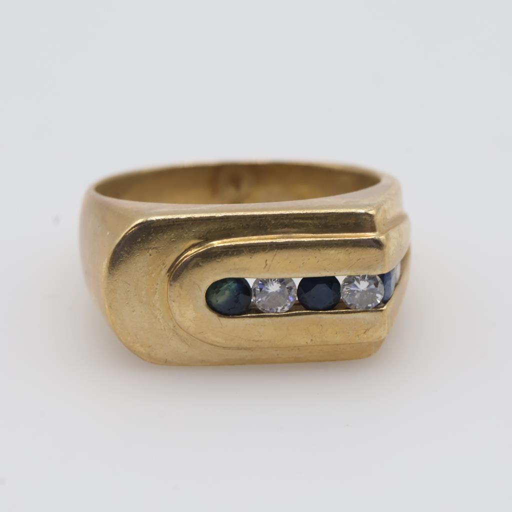 10kt Gold Diamond Blue Stone Ring