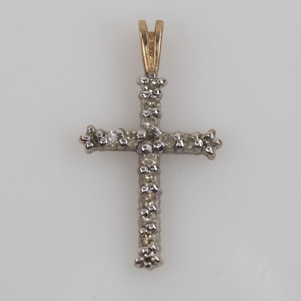 10kt Gold Diamond Cross Pendant