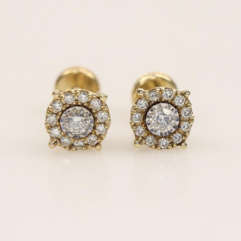 10 karat yellow gold earrings with 3/4 carat of natural diam