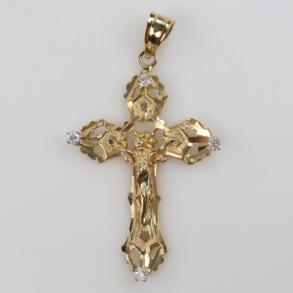 10kt Gold Diamond Filigree Religious Pendant