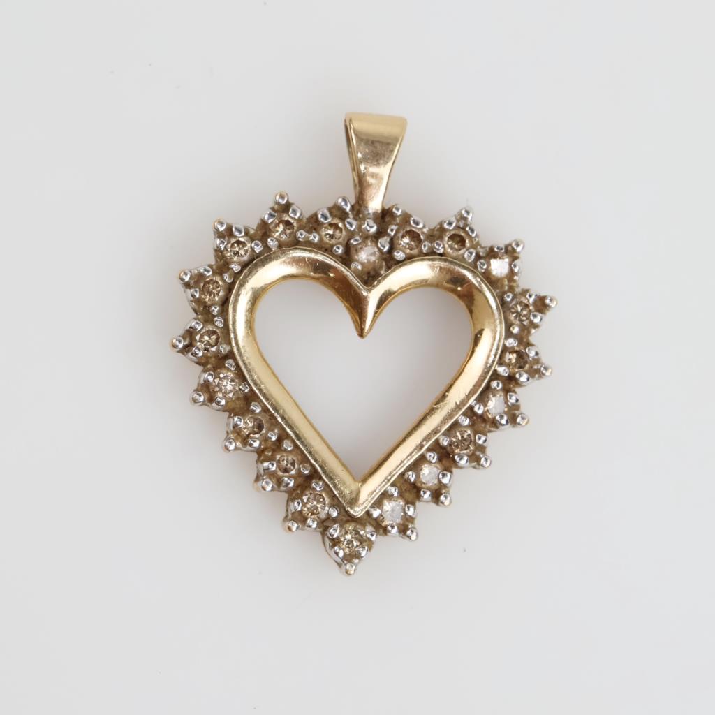 10kt Gold Diamond Heart Pendant