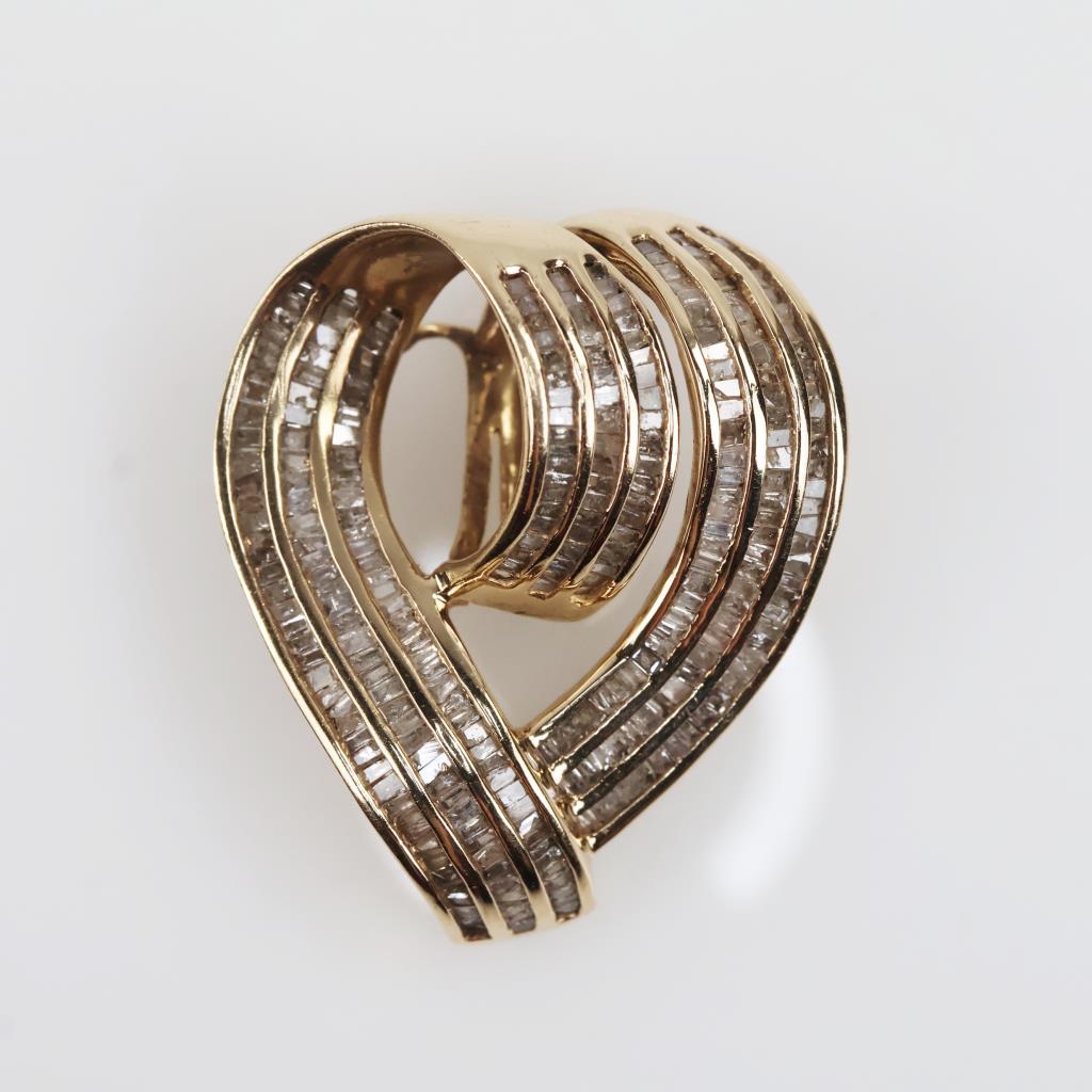 10kt Gold Diamond Heart Slide Pendant, Evaluated By Our Certified Gemologist-AGS/GIA