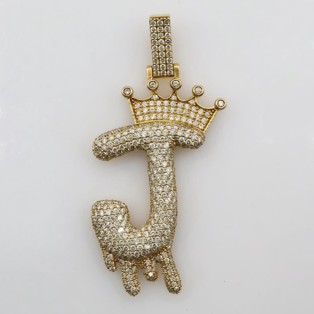 10kt Gold Diamond J Pendant- Evaluated By Our Certified Gemologist-AGS/GIA