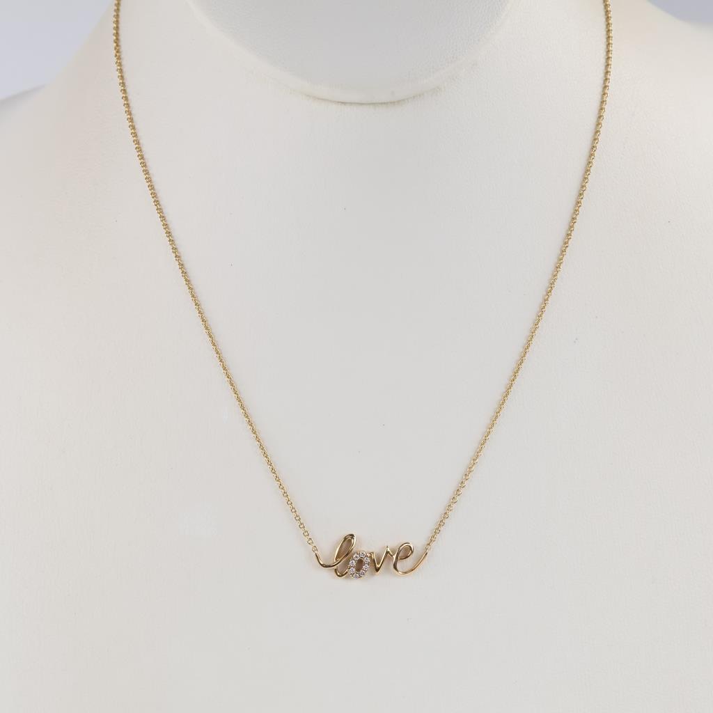 10kt Gold Diamond "Love" Pendant Necklace