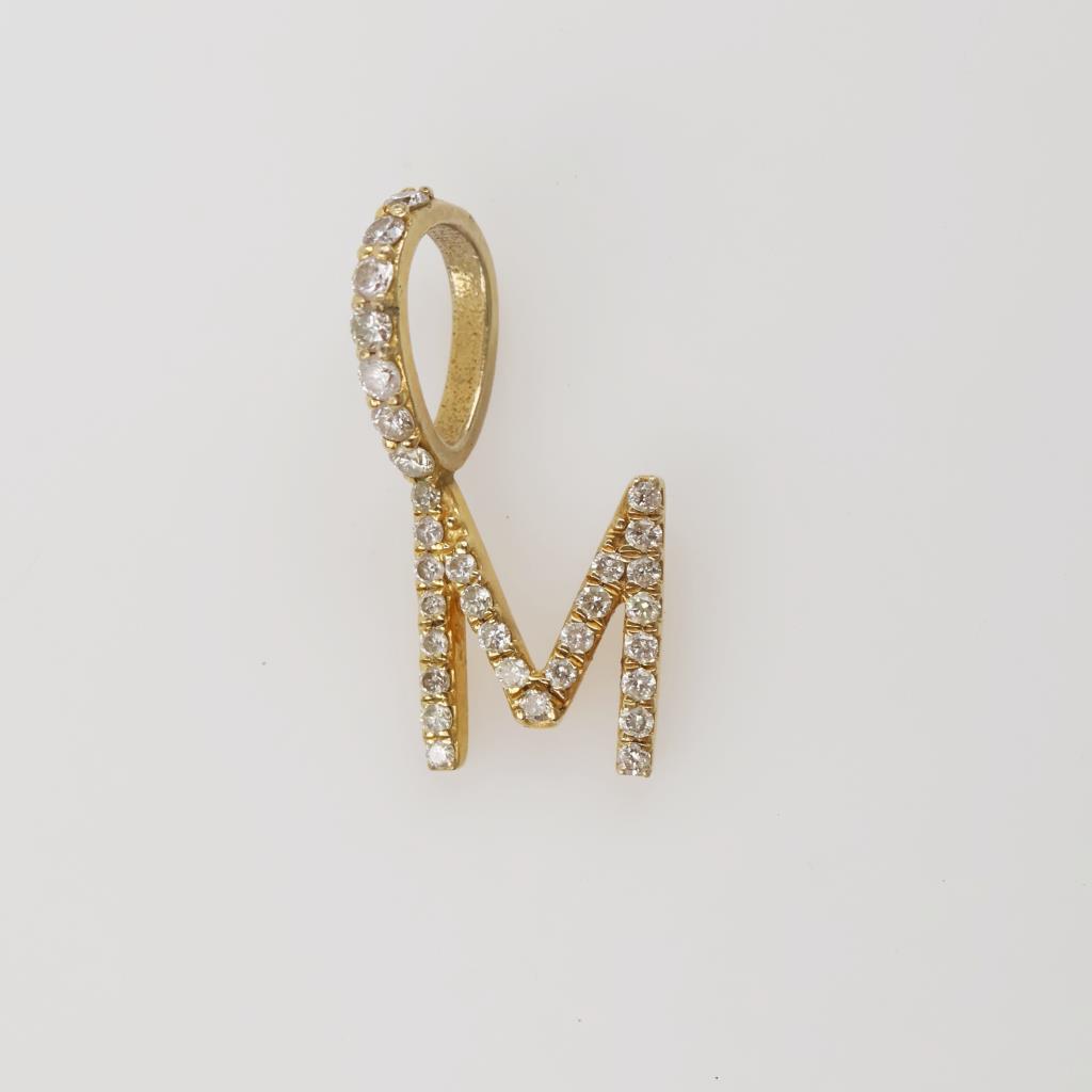 10kt Gold Diamond "M" Pendant